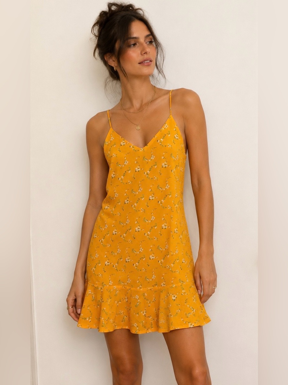 Caroline Constas Tina Floral Printed Flounce Slip Silk Dress XS (0123)